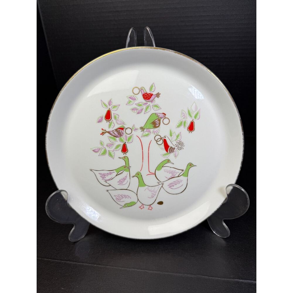 Shenango 12 Days of Christmas Plate Dick Litzel 6 Geese Laying Vintage MCM 1969